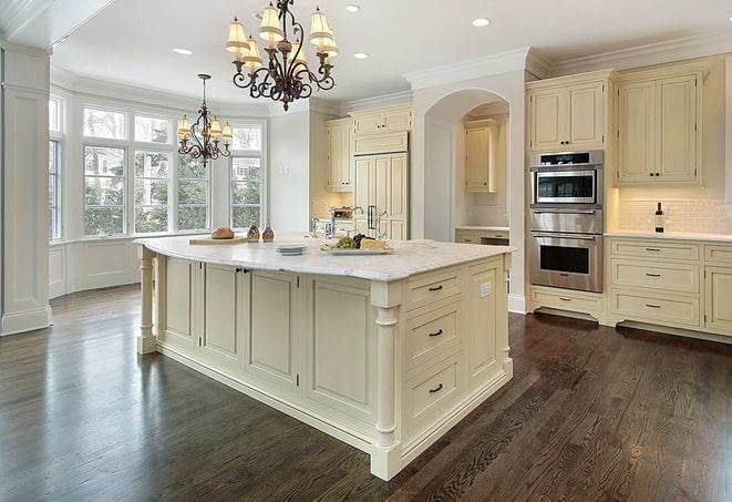 expertly installed laminate flooring in kitchen in Sugarloaf